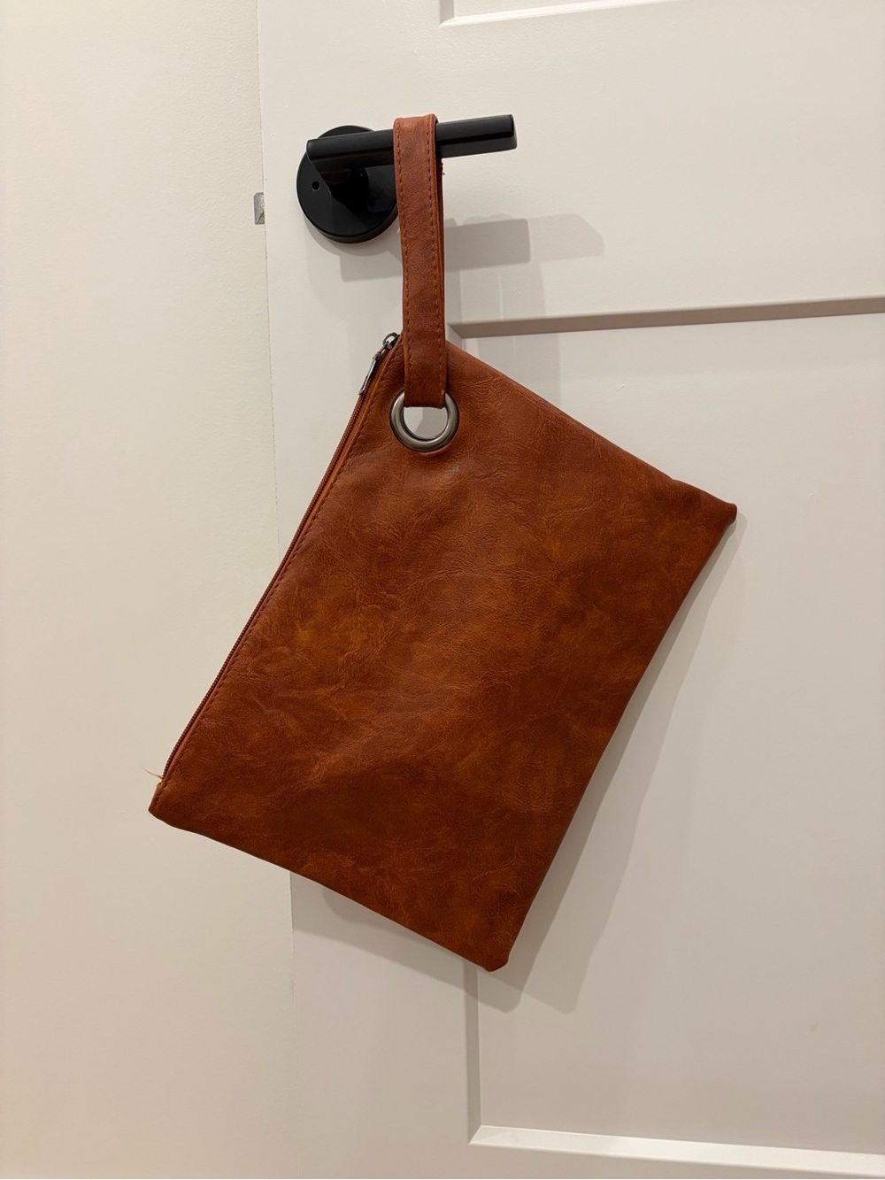 Rust Brown Wristlet Clutch Pleather